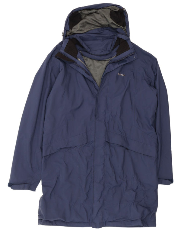 Impermeabile con cappuccio da uomo Rohan UK 40 Large Blu Navy in poliammide