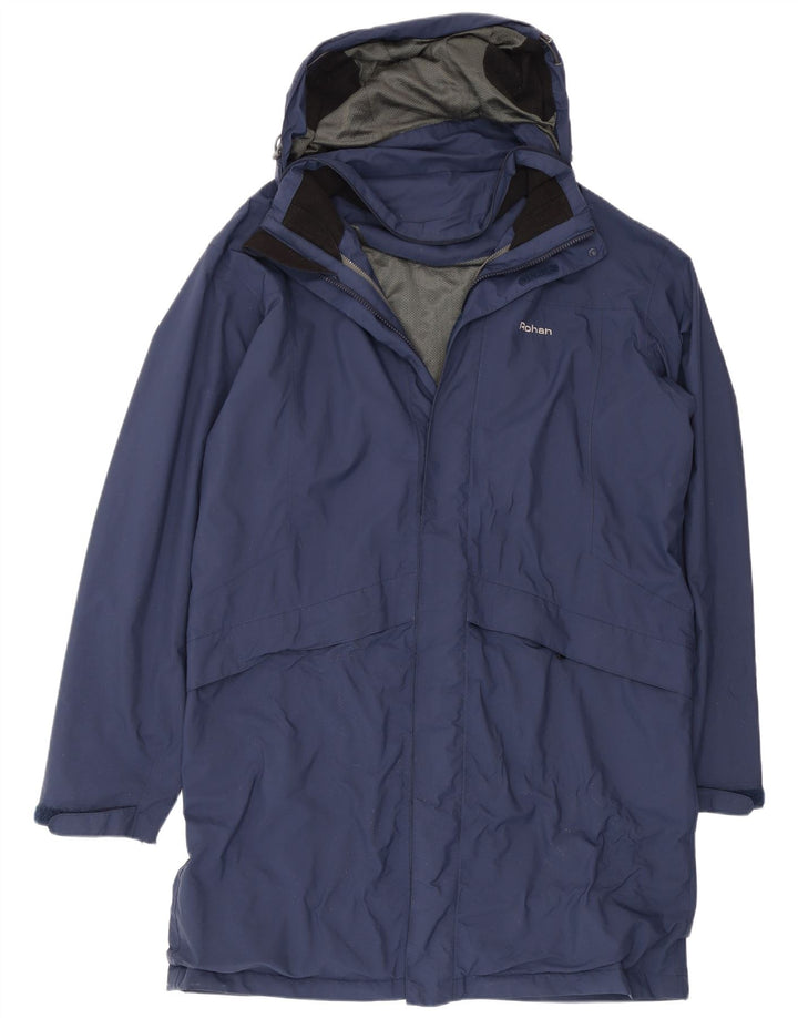 Impermeabile con cappuccio da uomo Rohan UK 40 Large Blu Navy in poliammide