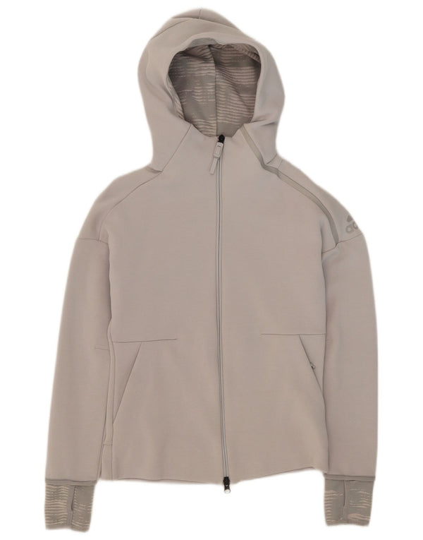 Maglione con cappuccio e zip da donna Adidas UK 6 XS Grigio