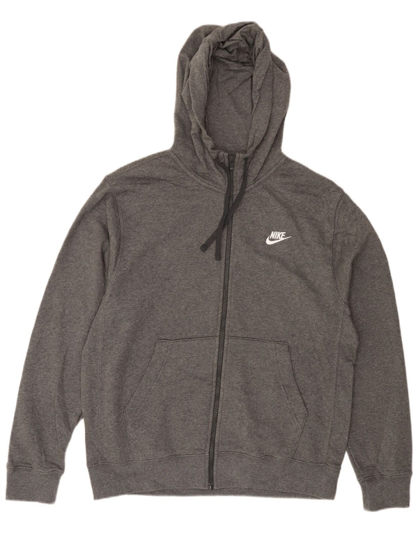 Maglione con cappuccio e zip da uomo NIKE in cotone screziato grigio medio