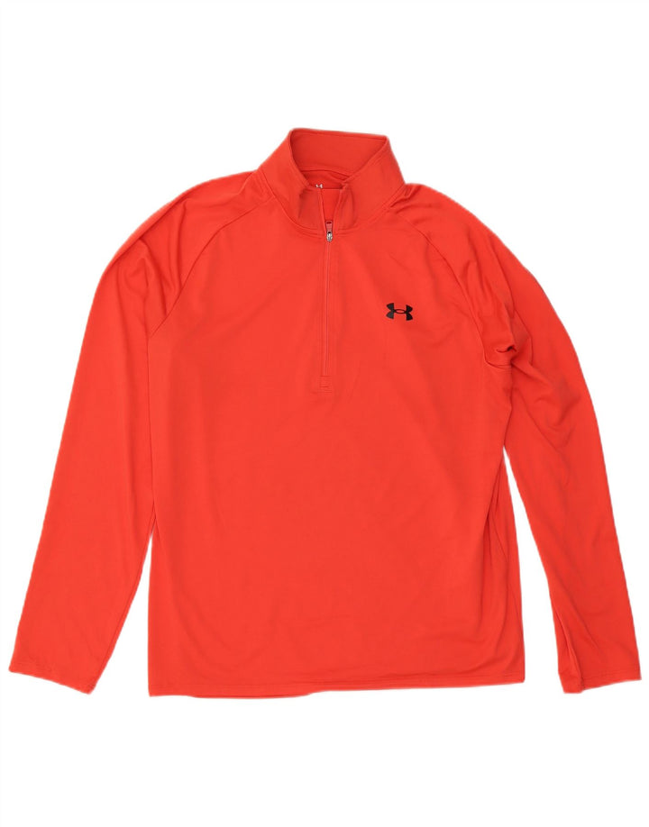 Maglia da ginnastica Under Armour da uomo con zip e collo, grande, rossa