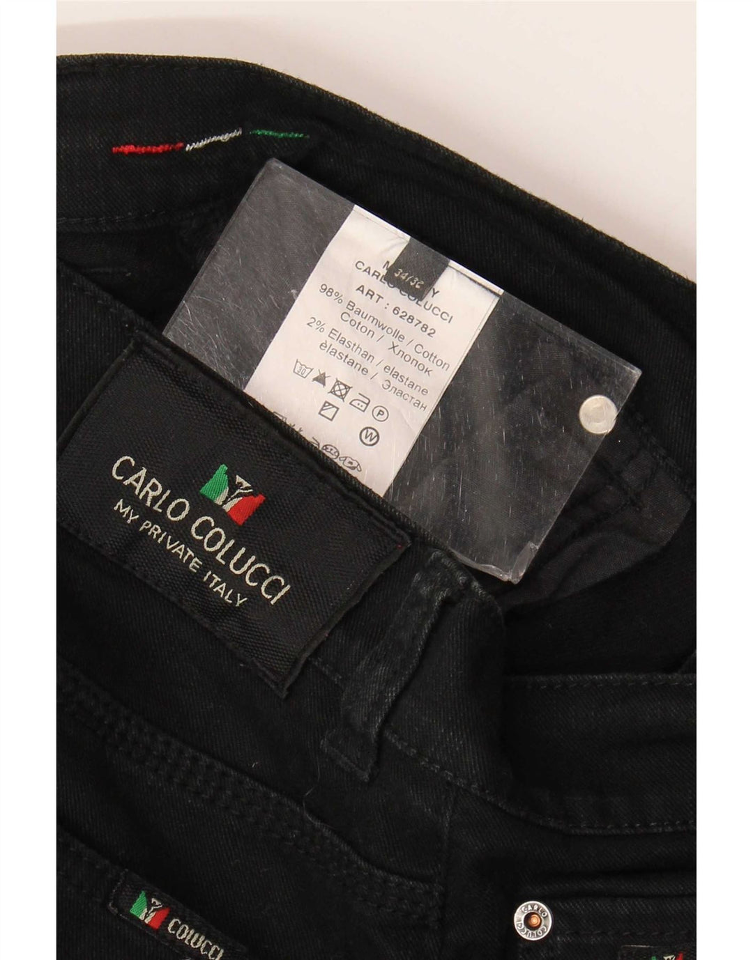 Jeans dritti da uomo Carlo Colucci W34 L32 cotone nero