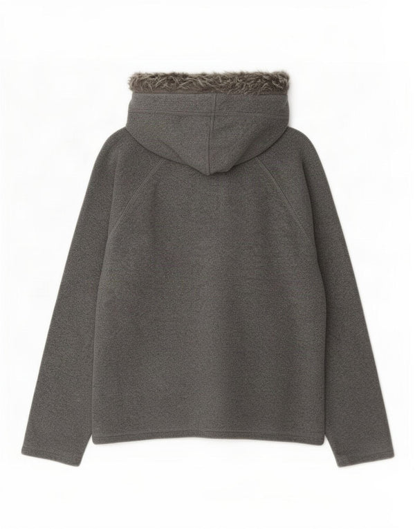 Giacca in pile con cappuccio da donna Marks & Spencer UK 14 Poliestere grigio medio