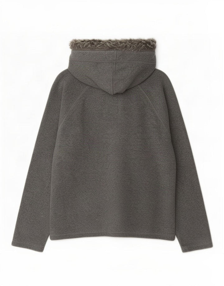 Giacca in pile con cappuccio da donna Marks & Spencer UK 14 Poliestere grigio medio