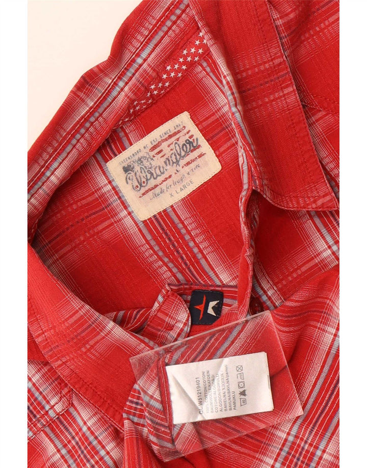 Camicia a maniche corte da uomo Wrangler XL in cotone a quadri rossi