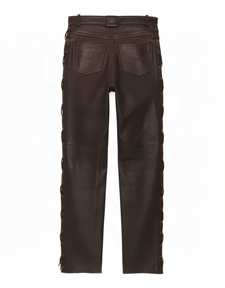 Pantaloni dritti in pelle da uomo Spirit IT 48 medio W30 L34 Marrone