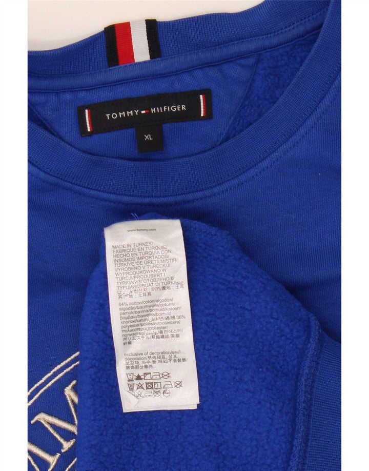 Tommy Hilfiger Uomo Felpa grafica Maglione XL Blu Cotone