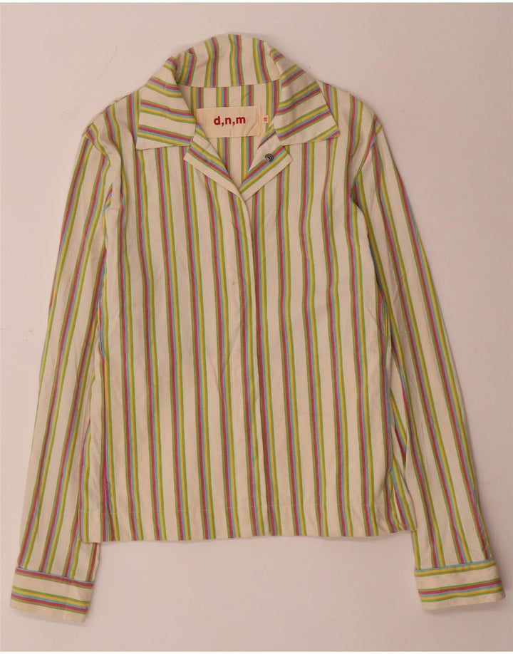 Camicetta Camicia Vintage da Donna IT 48 XL Cotone a Righe Multicolori