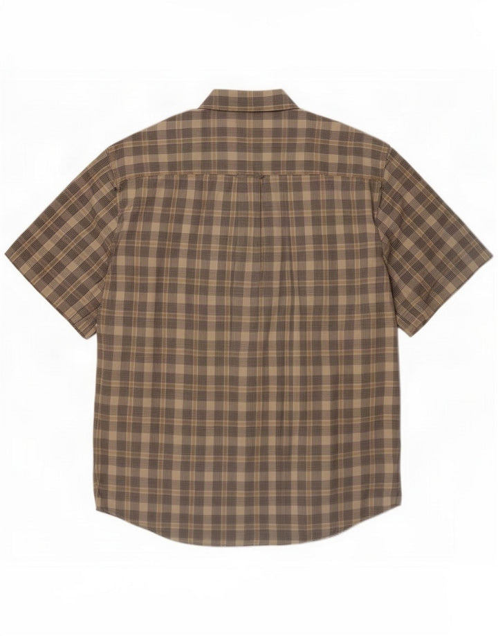 Eddie Bauer Camicia a maniche corte da uomo in cotone a quadri beige medio