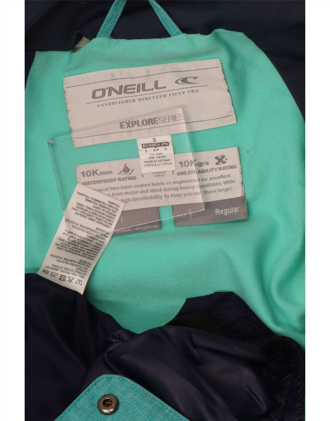 Giacca antipioggia da uomo con vestibilità regolare con cappuccio O'Neill UK 36 Small Turchese Poliestere