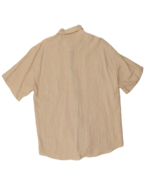 Camicia vintage da uomo a maniche corte XL a righe beige