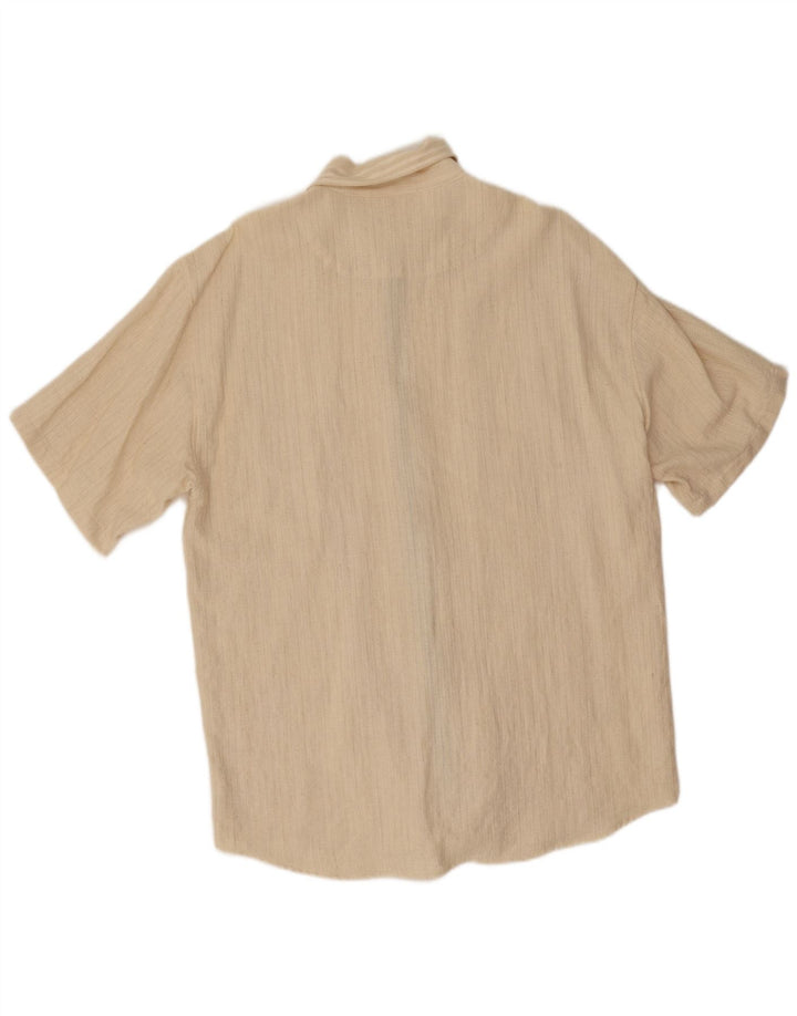 Camicia vintage da uomo a maniche corte XL a righe beige