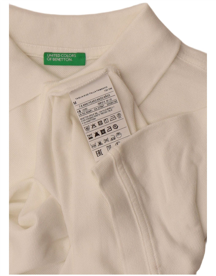 Polo Benetton Bambino 7-8 Anni Cotone Medio Bianco