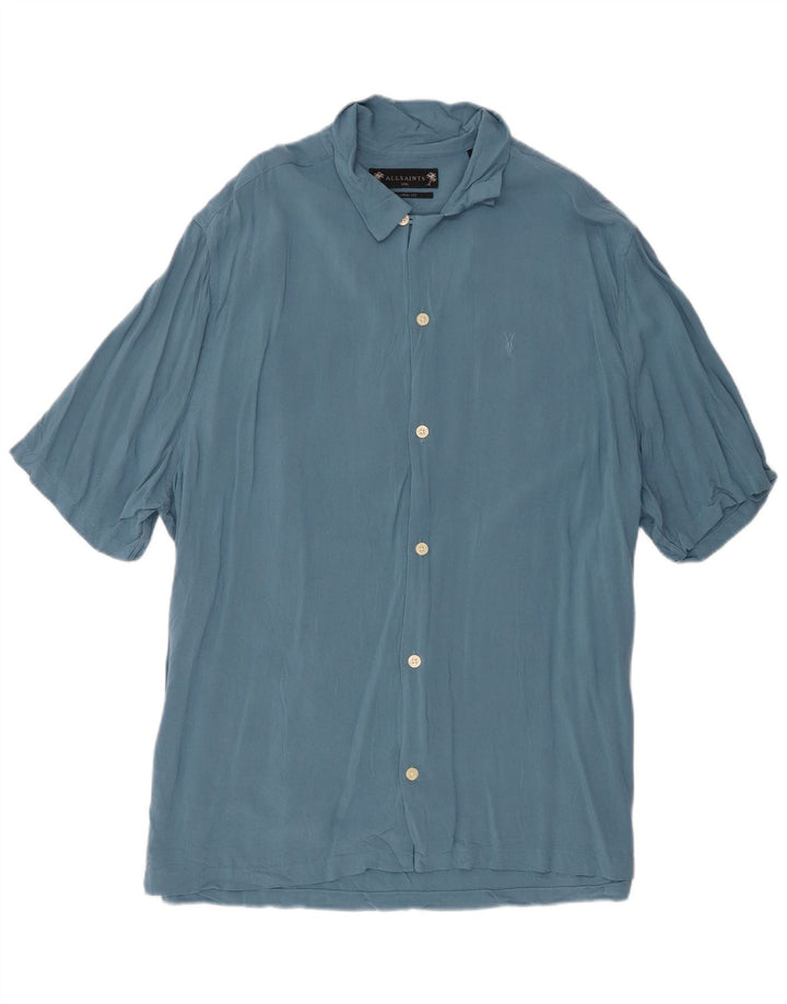 Camicia da uomo rilassata All Saints 2XL in viscosa blu