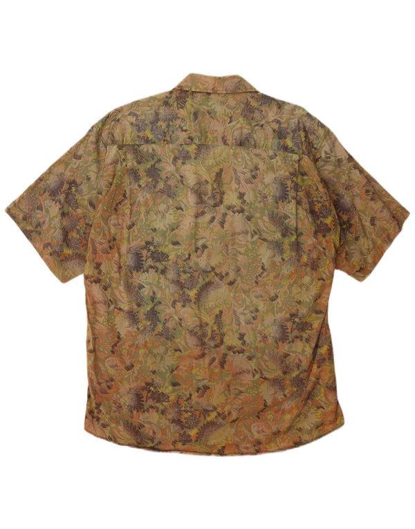 Camicia vintage da uomo a maniche corte grande in cotone Paisley multicolore