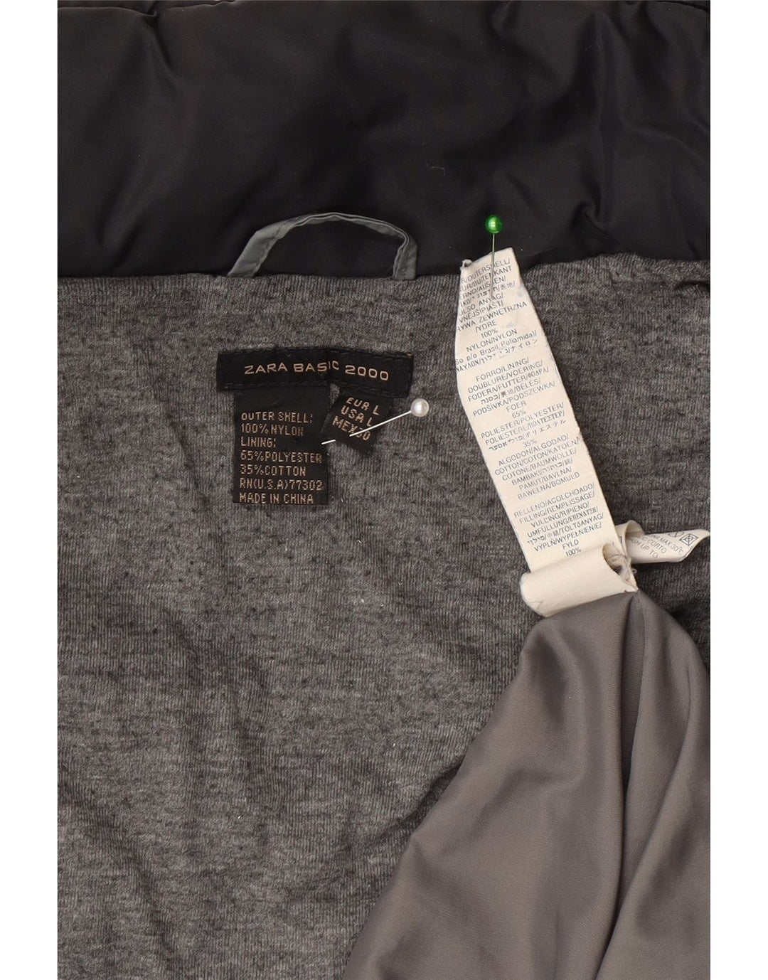 Cappotto imbottito da donna Zara UK 14 grande nylon nero