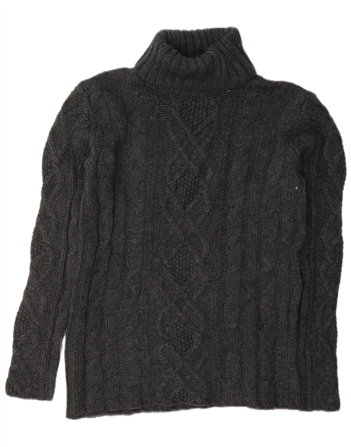 Maglione maglione da donna a collo alto Eddie Bauer UK 16 grande lana grigia