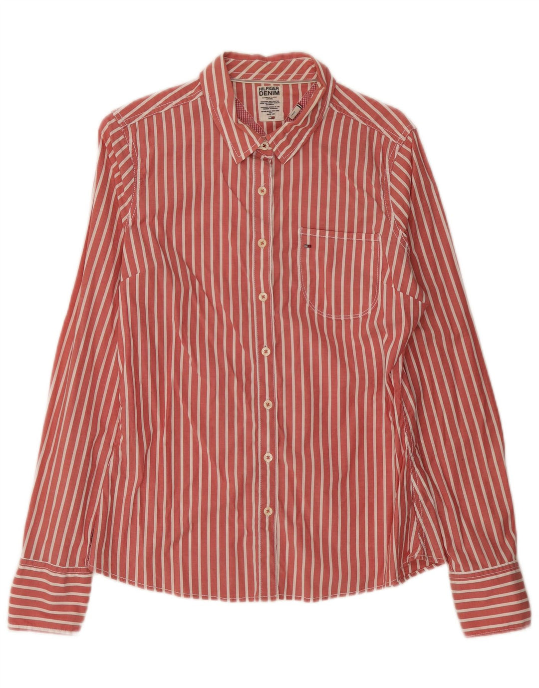 Camicia da uomo Tommy Hilfiger Large a righe rosse in cotone