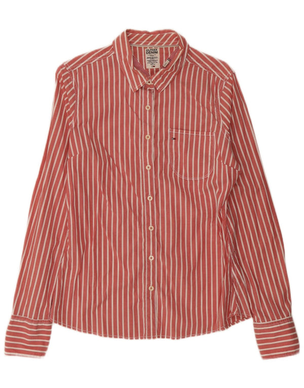 Camicia da uomo Tommy Hilfiger Large a righe rosse in cotone