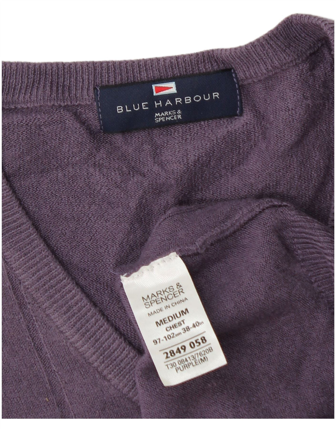 Maglione da uomo con scollo a V blu Harbour Marks & Spencer viola medio