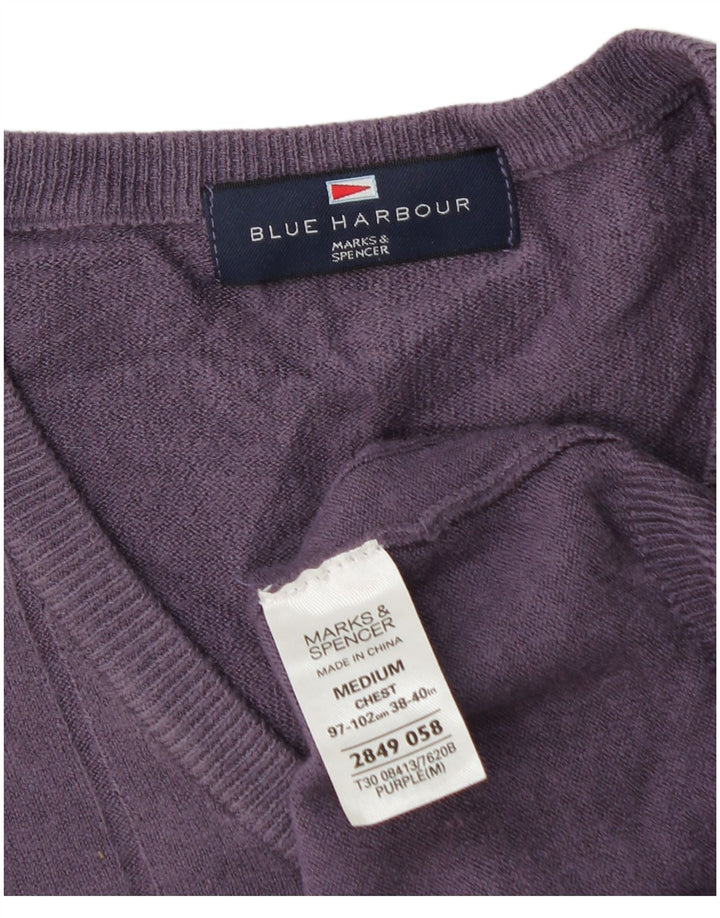 Maglione da uomo con scollo a V blu Harbour Marks & Spencer viola medio
