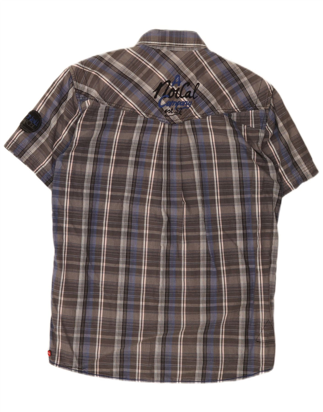 Camicia a maniche corte da uomo O'Neill in cotone a quadri grigio medio