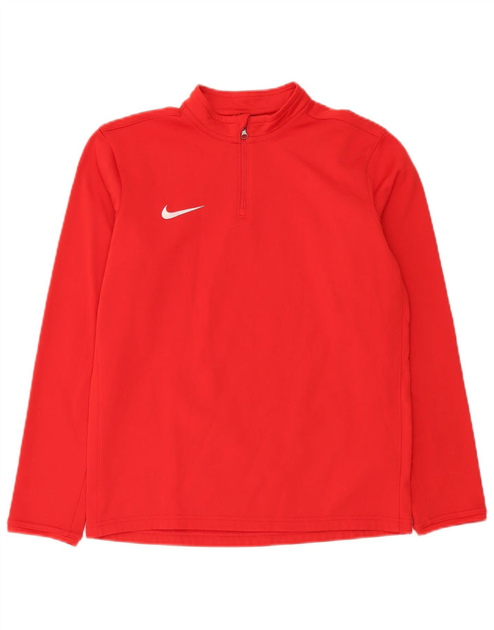 Top della tuta pullover Nike da ragazzo Dri Fit con zip e collo 13-14 anni XL Rossa