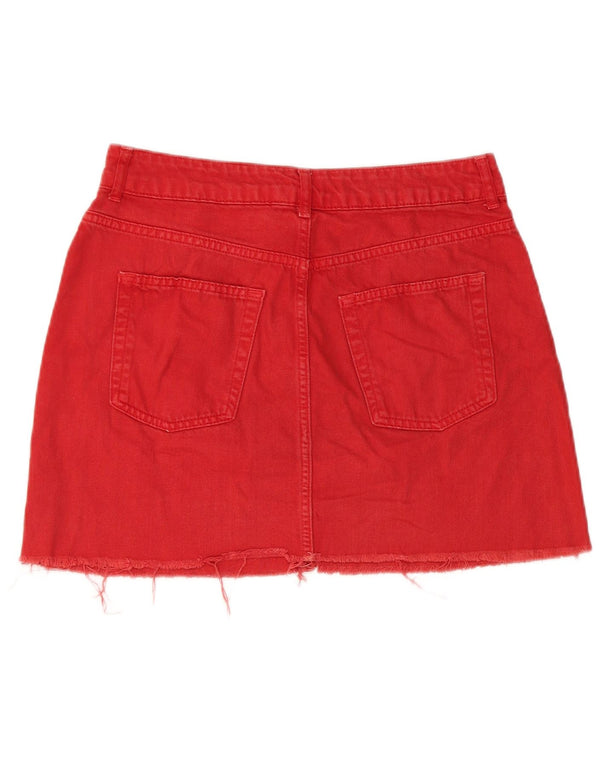 Topshop Minigonna in denim da donna UK 12 media W28 cotone rosso
