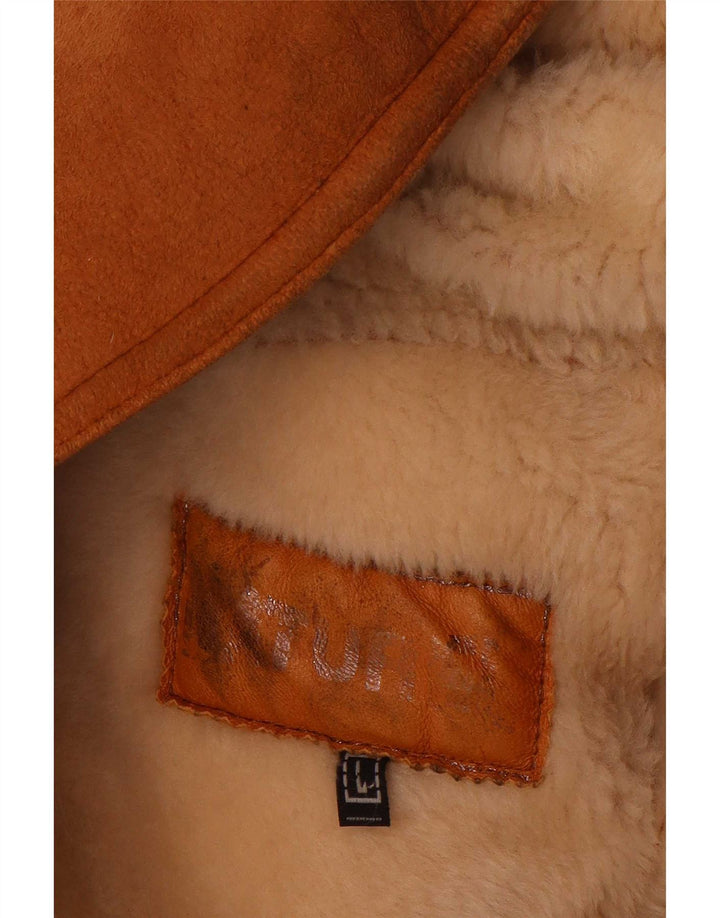 Cappotto oversize in shearling vintage da donna UK 16 grande beige