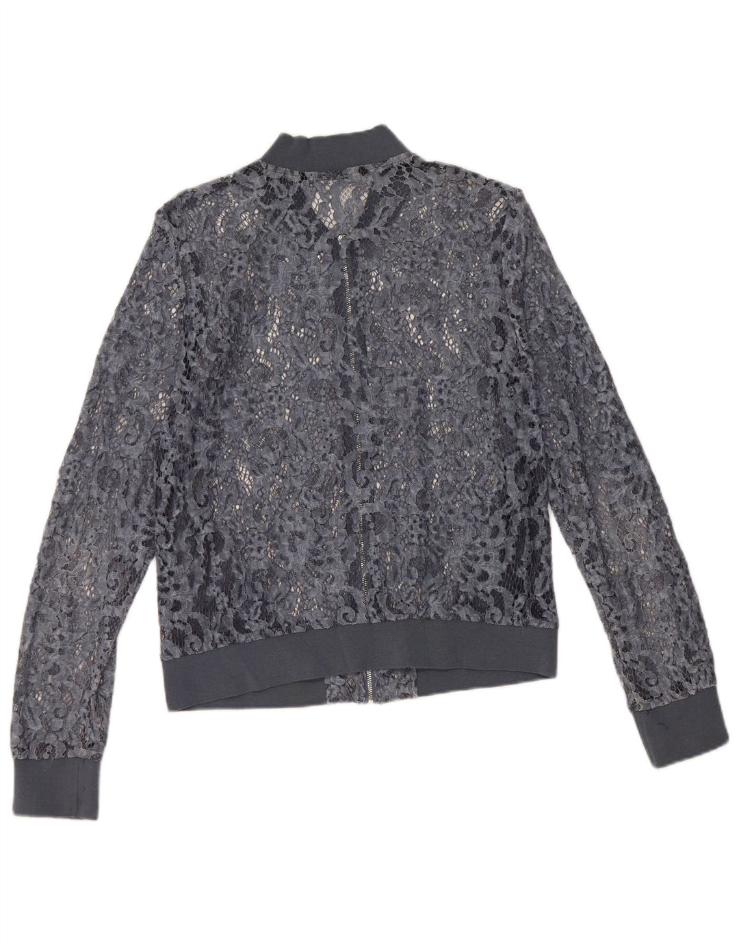 Top cardigan trasparente corto da donna Zara UK 12 blu medio floreale