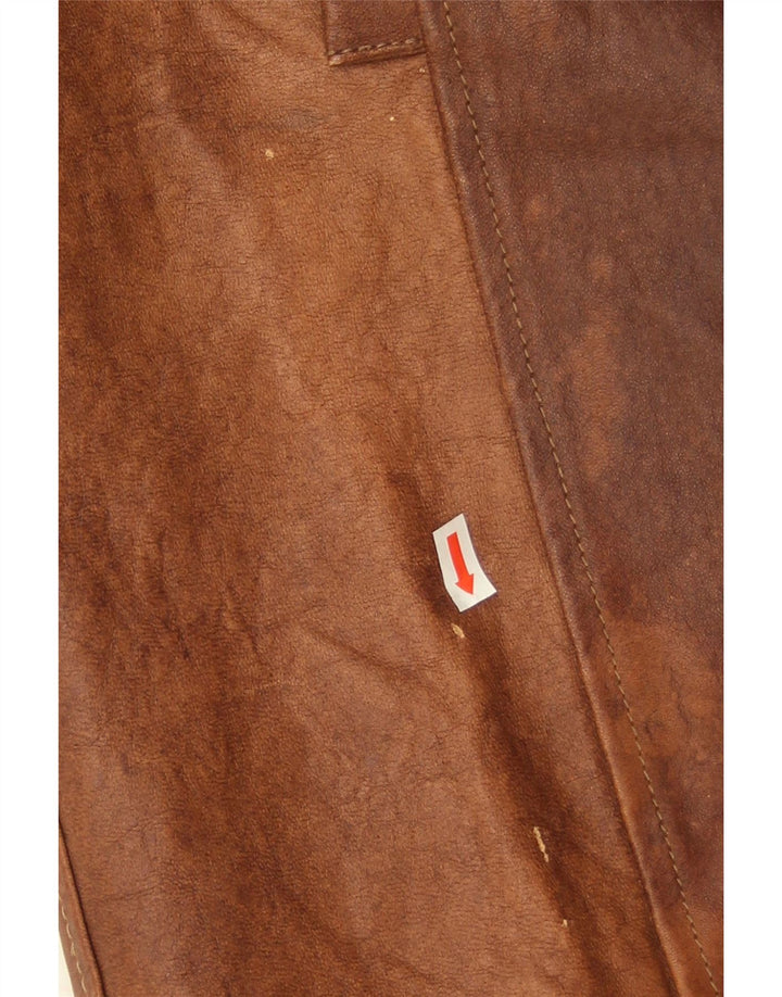 Cappotto in pelle doppiopetto vintage da donna IT 42 Pelle marrone medio