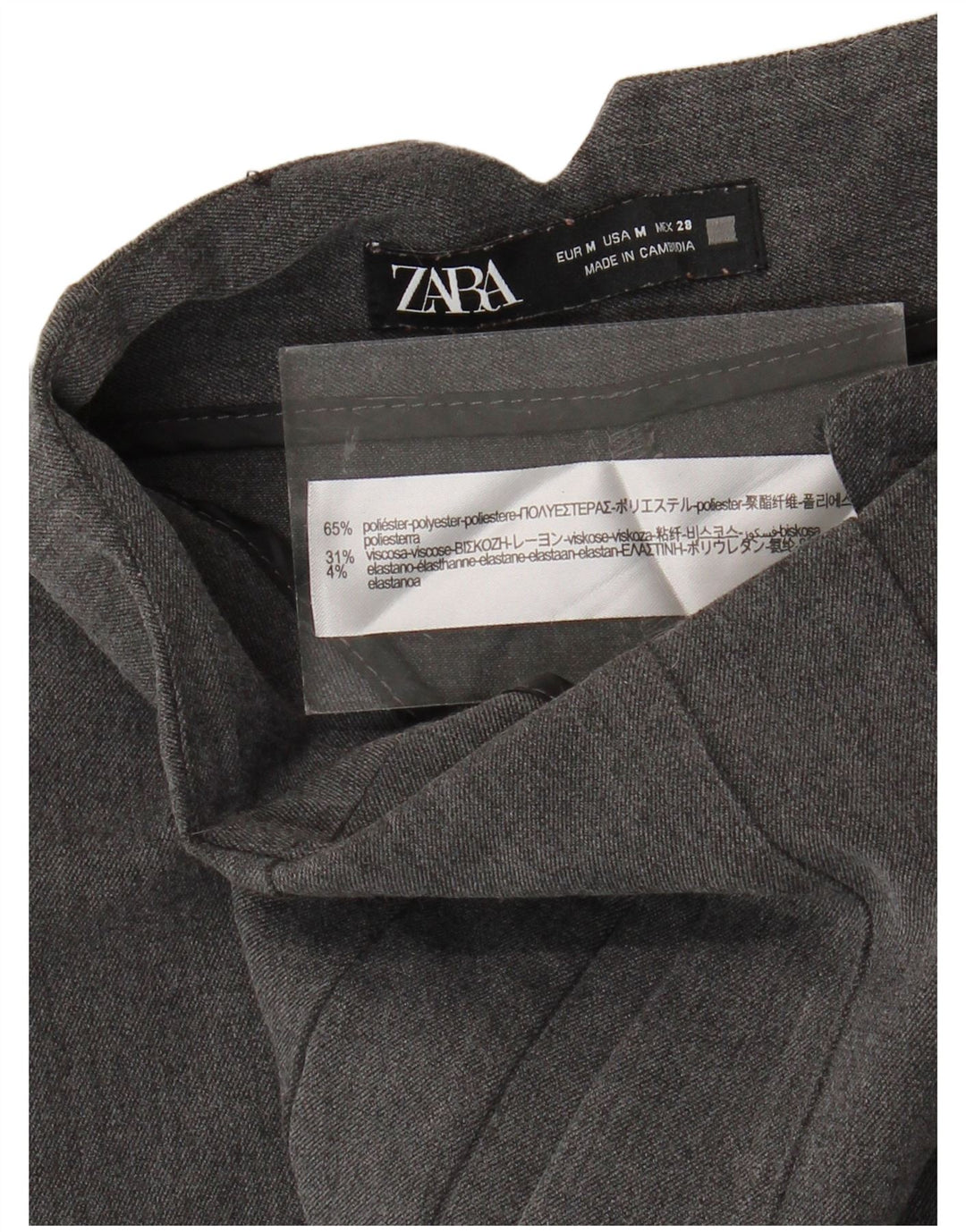Pantaloni da abito corto a vita alta da donna Zara medi W28 L25 poliestere grigio