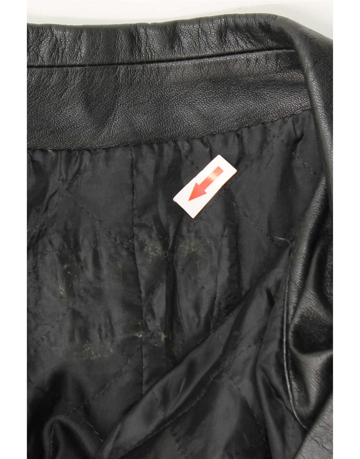 Cappotto in pelle vintage da uomo IT 50 grande in pelle nera
