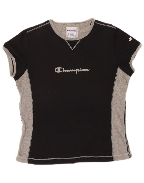 T-shirt grafica Champion Heritage Classics da donna UK 14 Large Nera