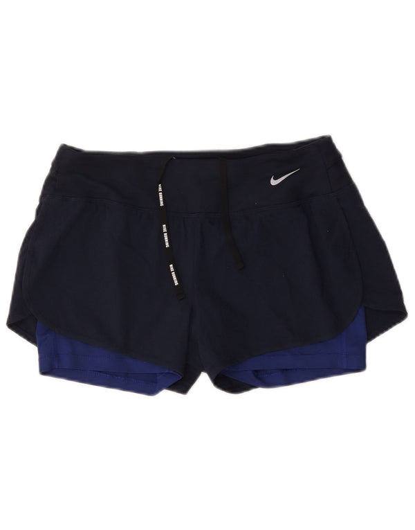 Pantaloncini sportivi Nike da donna Dri Fit UK 10 Small blu navy color block