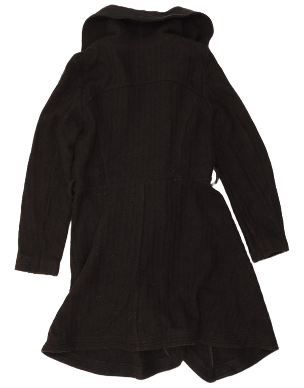 Oasis Cappotto avvolgente da donna UK 12 medio nero in lana a spina di pesce