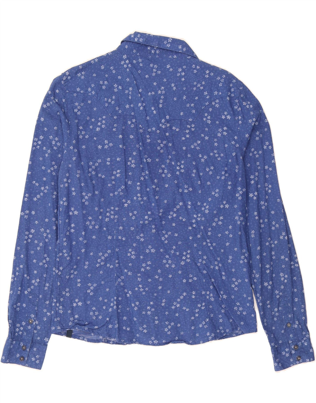 WRANGLER Womens Regular Shirt UK 14 Large Blue Floral Cotton Vintage Wrangler and Second-Hand Wrangler from Messina Hembry 