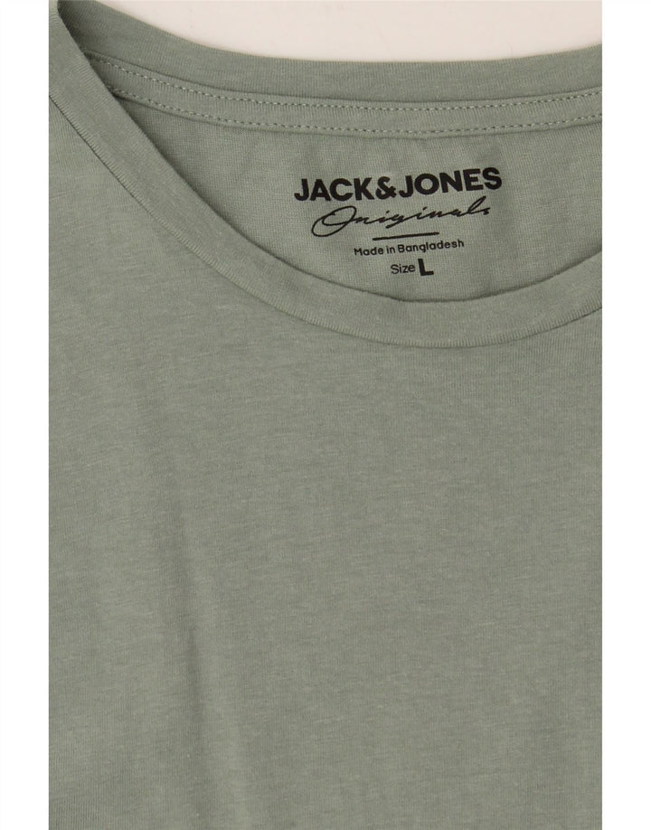 JACK & JONES Mens T-Shirt Top Large Green Cotton Vintage Jack & Jones and Second-Hand Jack & Jones from Messina Hembry 