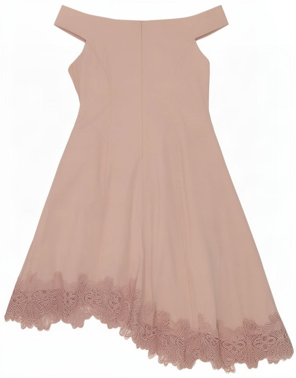 Coast Womens Asymmetric Off Shoulder Dress UK 18 XL Pink Floral Polyester