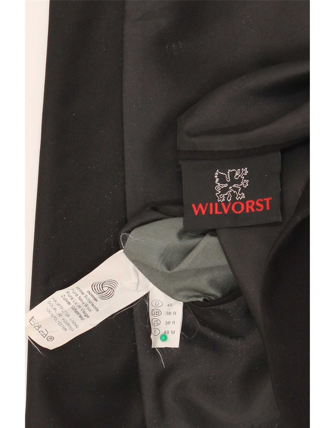 Giacca blazer da uomo a 1 bottone Wilvorst UK 38 lana vergine nera media