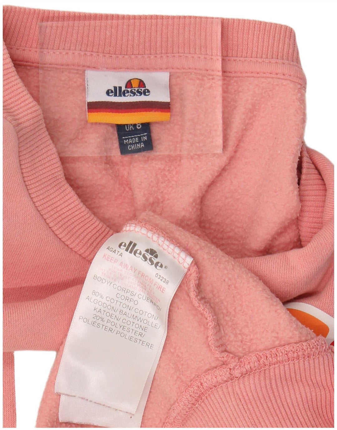 ELLESSE Felpa con grafica oversize da donna UK 8 Small Cotone rosa