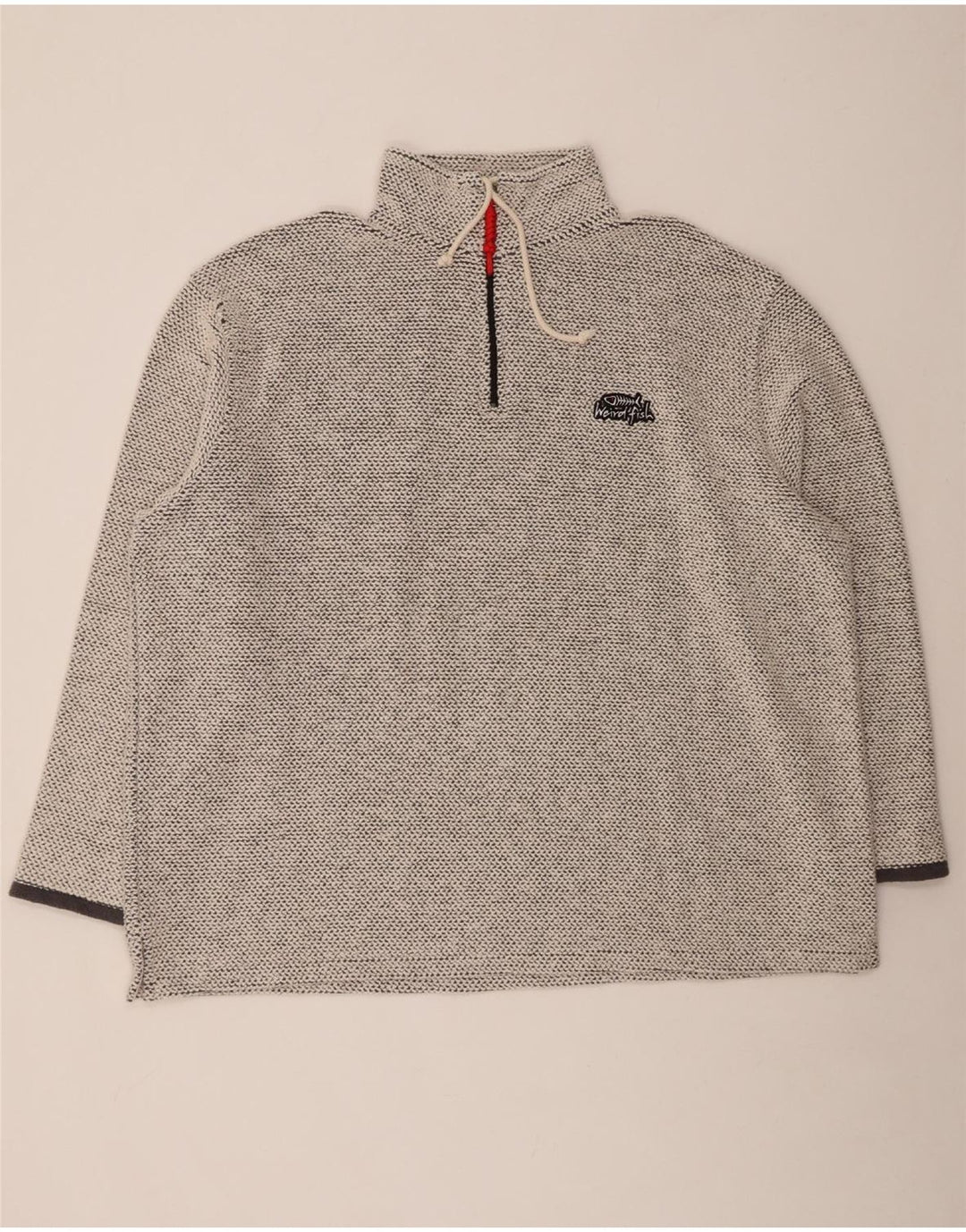 WEIRD FISH Felpa da uomo con zip e collo maglione 3XL cotone grigio