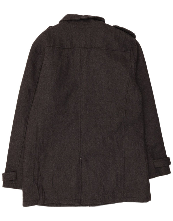 Cappotto militare da uomo misto UK 44 2XL lana grigia