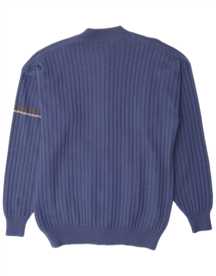 Maglione cardigan vintage da uomo grande blu
