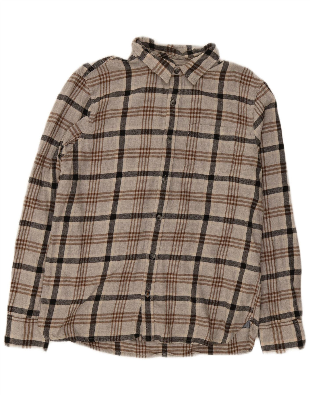 Fat Face Camicia da uomo in flanella dalla vestibilità regolare, grande cotone scozzese grigio
