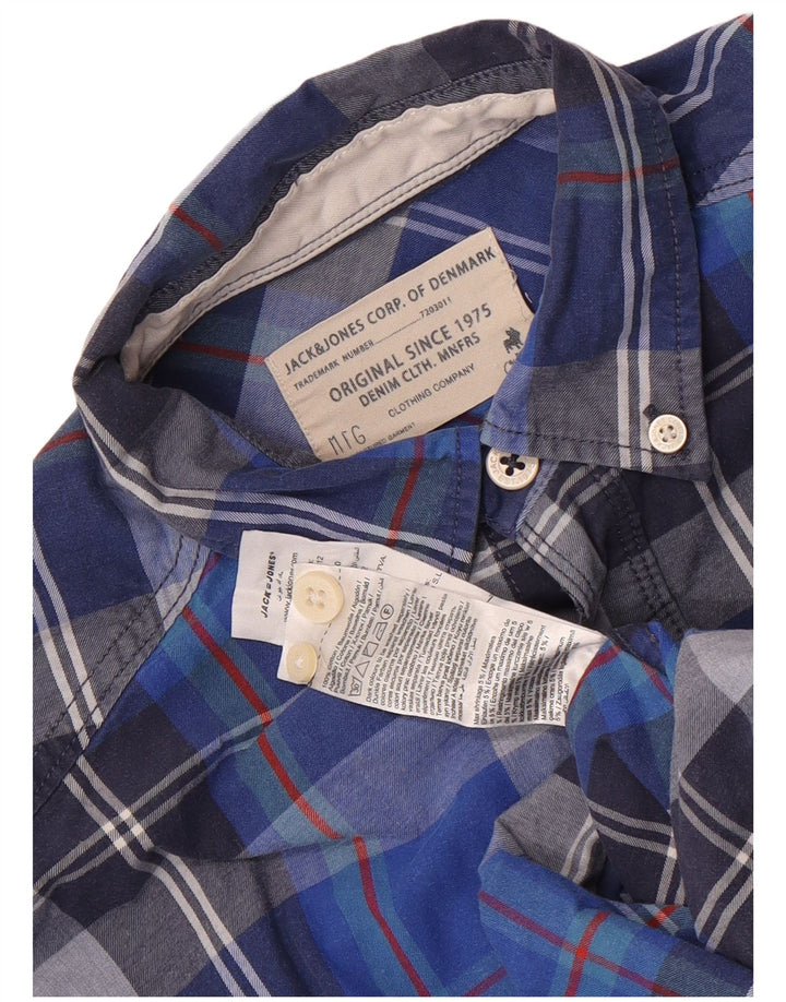Camicia in flanella da bambino Jack & Jones 11-12 anni in cotone a quadri blu