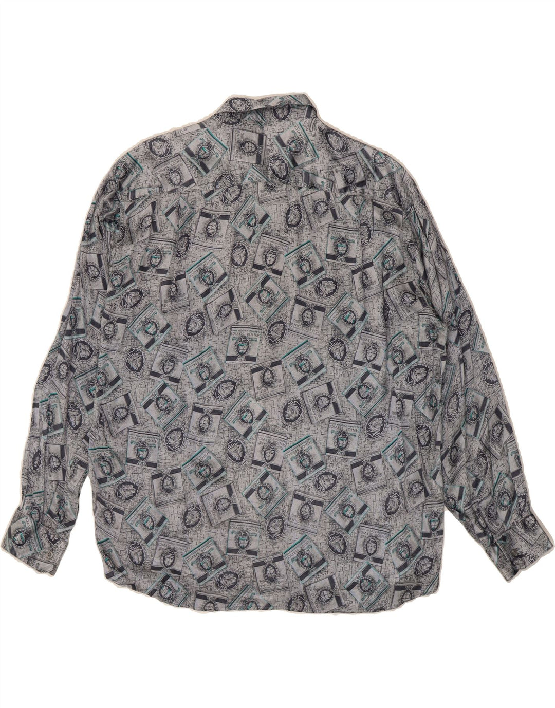 RODRIGO Mens Graphic Shirt Size 16 1/2 42 Large Grey Acetate Vintage Rodrigo and Second-Hand Rodrigo from Messina Hembry 