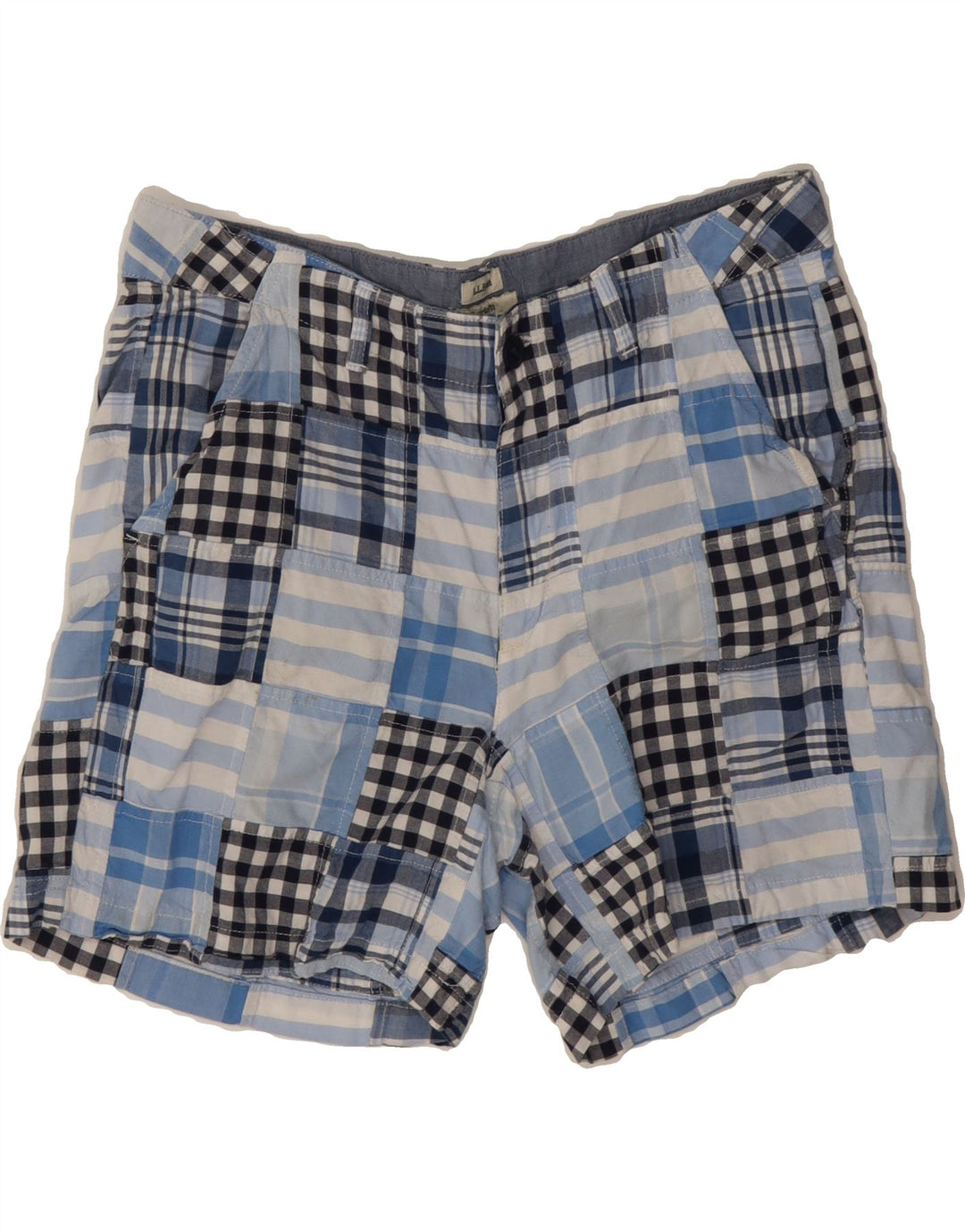 L.L.BEAN Womens Favorite Fit Chino Shorts US 10 Large W34  Blue Patchwork Vintage L.L.Bean and Second-Hand L.L.Bean from Messina Hembry 