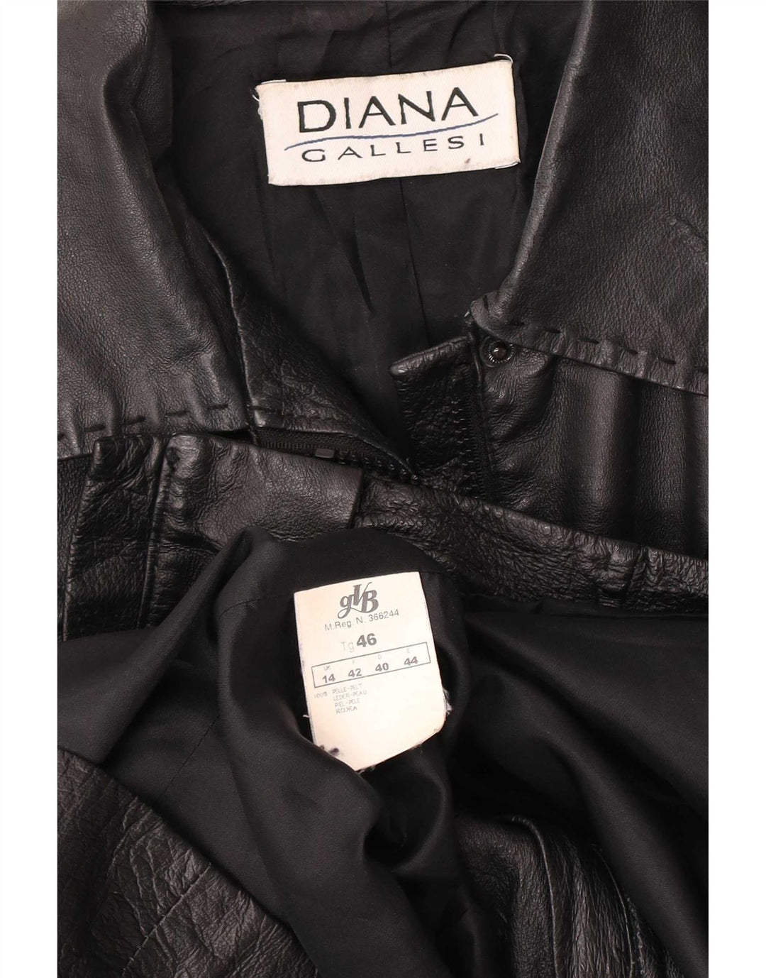 Giacca in pelle da donna Diana Gallesi UK 14 grande nera