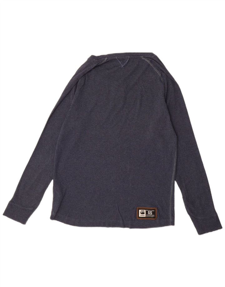 G-STAR Top grafico da uomo a maniche lunghe grande in cotone blu navy